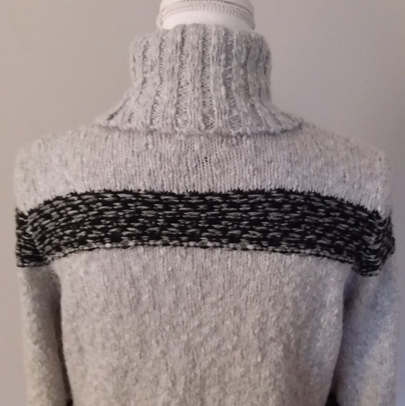 Universal Threads Grey Bulkie Turtleneck Sweater with Black Stripes - Picture 10 of 12